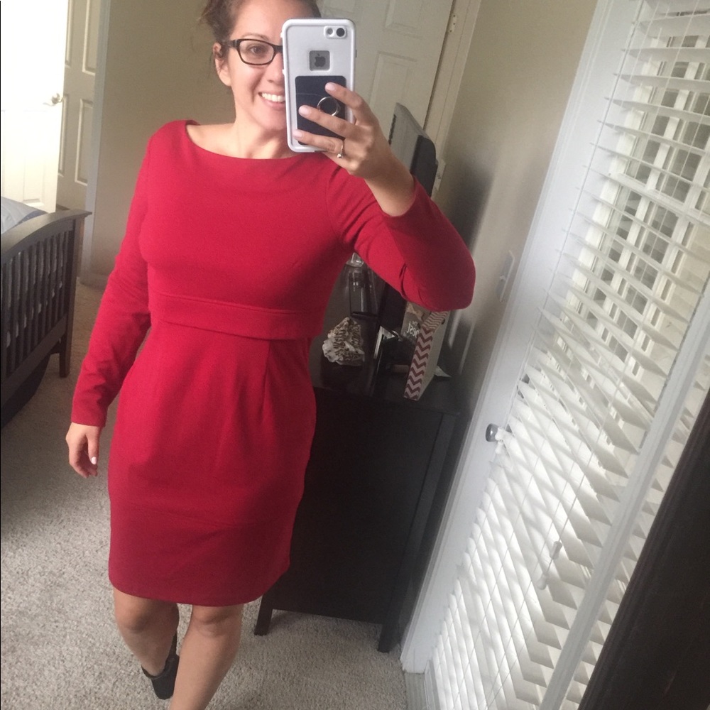 Red long sleeve Chaps dress